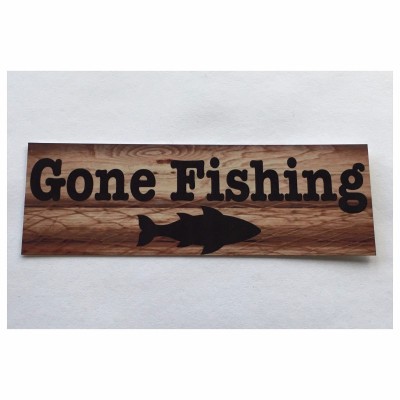 Gone Fishing Sign Rustic Wall Plaque Boat Hanging Fish Man Father     292150498391